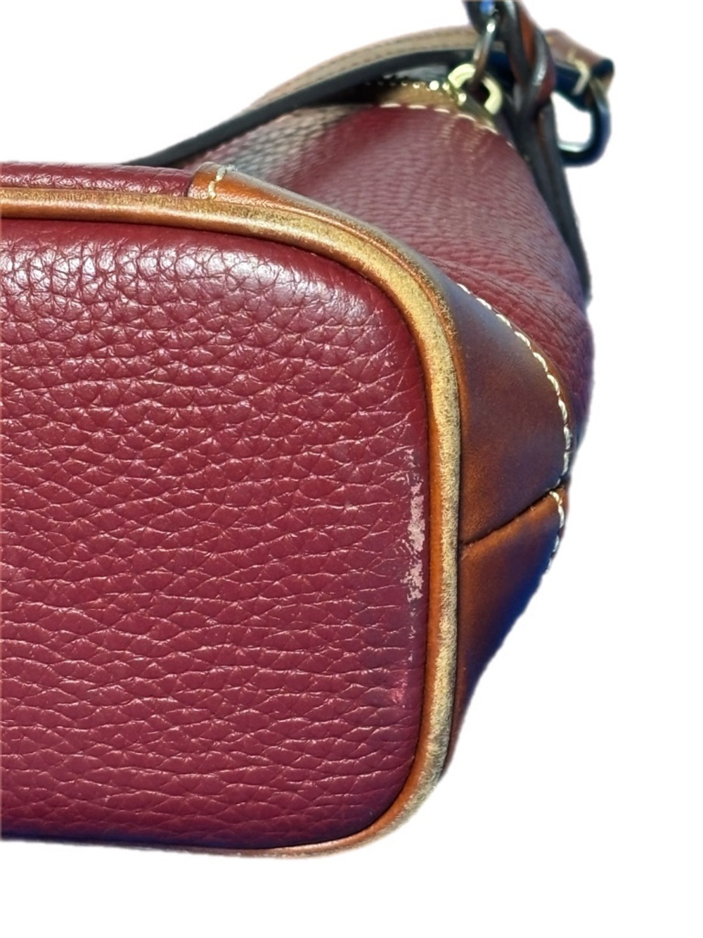 Dooney & Bourke Red Leather Shoulder Bag Pebbled Multi Zip Crossbody Strap - Picture 9 of 12